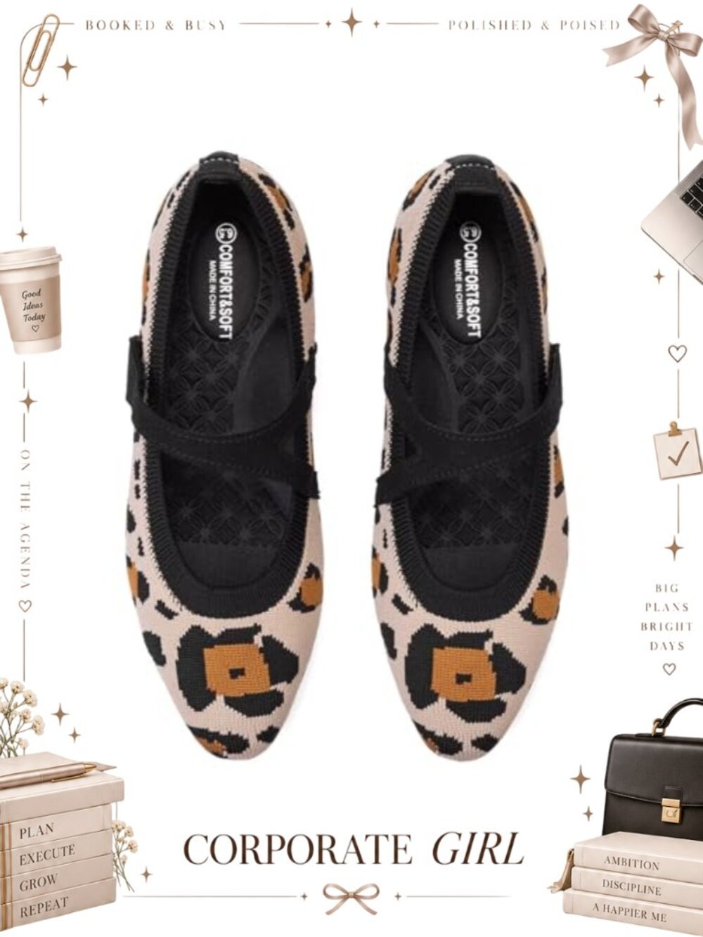 Knitted Mary Jane Flats Square Toe Suede Strap Comfort Slip On Shoes